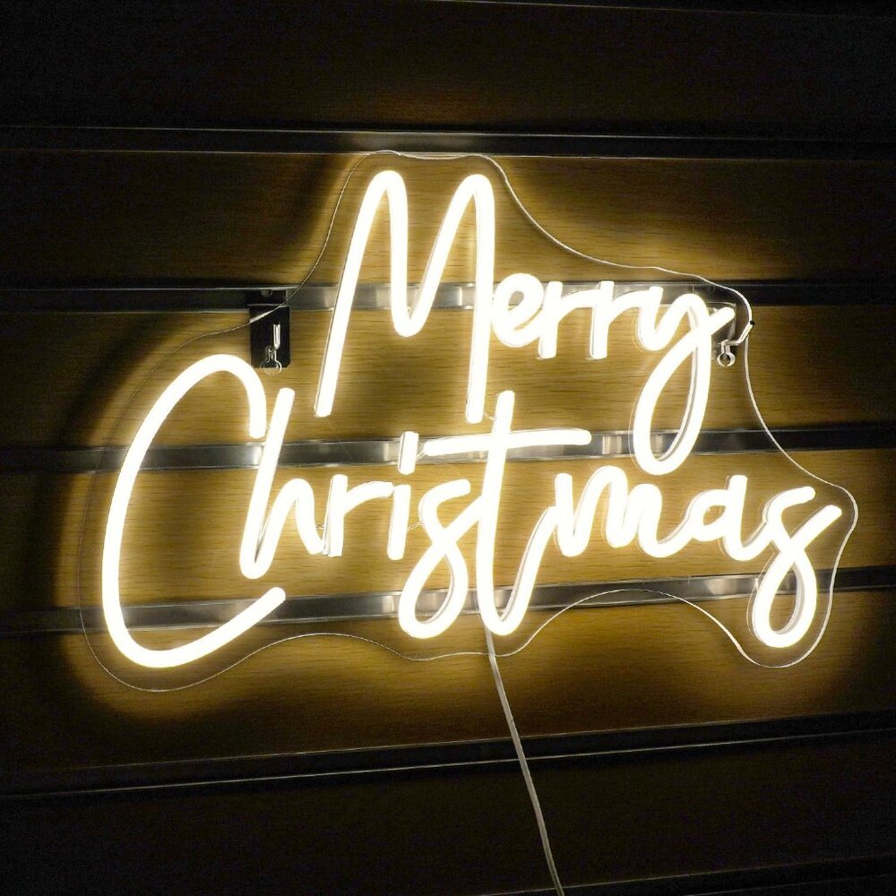 New Merry Christmas Neon Sign Dimmable Warm White LED Light for Wall Decor - Picture 2 of 6